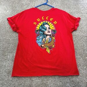 Sullen Angels Vice Beach Red Tee Tattoo Art Women Small NEW Skater Rockabilly